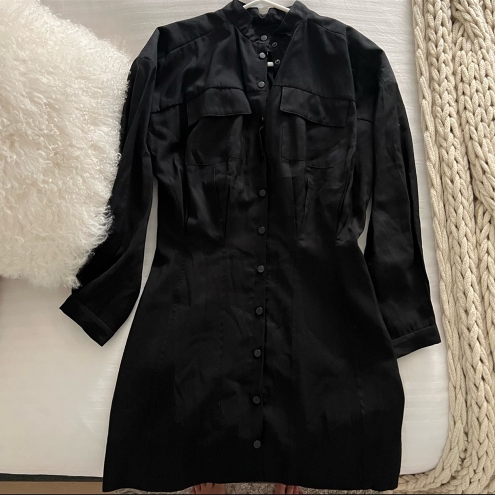 ba&sh Black Button-Front Mini Dress - Picture 2 of 4